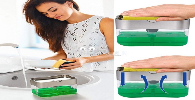 Portable Soap Pump Dispenser & Sponge Holder for Kitchen Dish Soap Dispenser