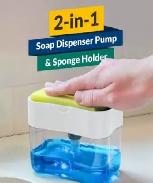 Portable Soap Pump Dispenser & Sponge Holder for Kitchen Dish Soap Dispenser