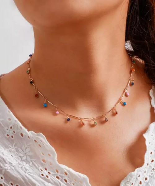 Women Beads Tassel Chain Clavicle Necklace Jewelry