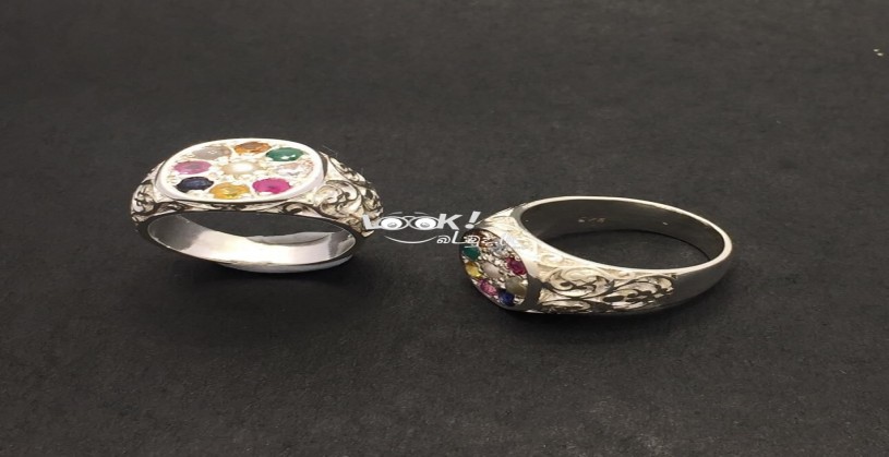 silver rings with natural gems 