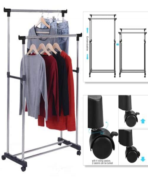 double pole cloth rack