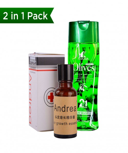 2 In 1 Pack - Olives Shampoo & Conditioner - Andrea Hair Growth Oil