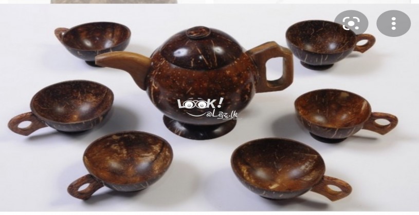 Coconut shell tea set & dessert set 