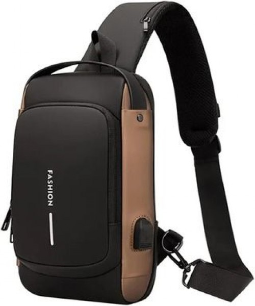 Anti Theft Shoulder Bag- BLACK & BROWN MIX