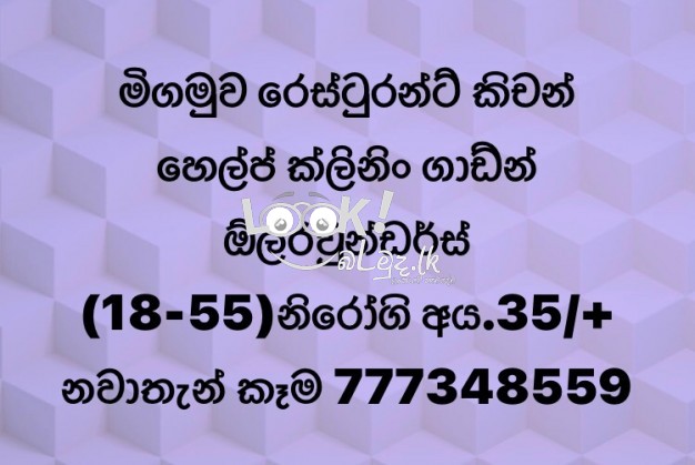 JOB VAVANCY for kitchen helpers garden cleaner 